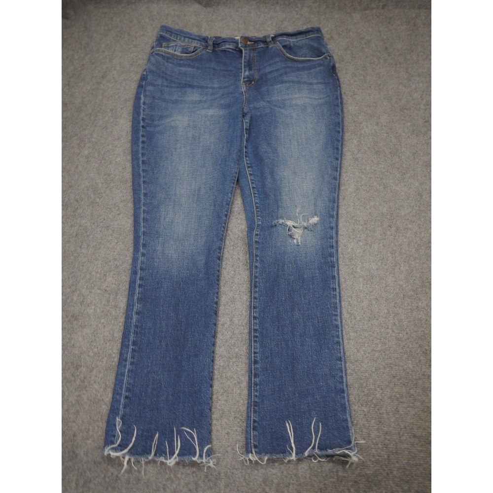 Oliver Logan Jeans Womens Size 31 Blue Medium Wash Curvy Raw Hem Denim